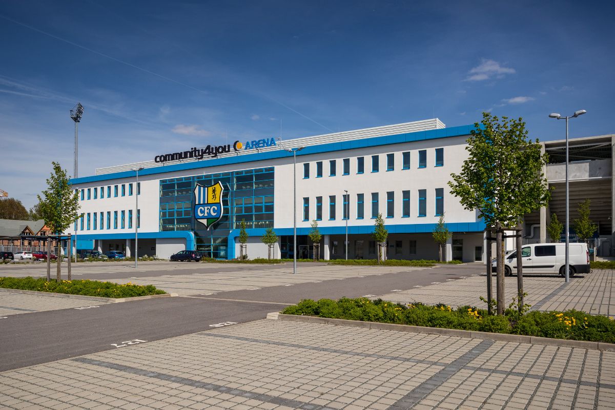 CFC Stadion Chemnitz Videoüberwachung Kameras Netzwerk Infrastruktur Stadiontechnik
